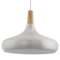 Eglo Moderne hanglamp Sabinar 40cm RVS met houtbruin 96986