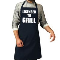 Barbecueschort Licensed to grill navy heren   - - thumbnail