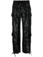 P.A.R.O.S.H. pantalon droit orné de sequins à poches cargo - Noir