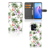 OPPO Reno8 Pro Telefoonhoesje met Pasjes Flamingo Palms