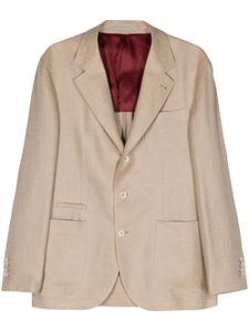 Brunello Cucinelli blazer en lin mélangé à simple boutonnage - Tons neutres