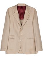 Brunello Cucinelli blazer en lin mélangé à simple boutonnage - Tons neutres