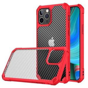 Anti-Shock iPhone 14 Pro Max Hybrid Case - Koolstofvezel - Rood