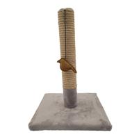 Tyrol Krabpaal voor katten, 42 cm, krabpaal van sisal en duurzaam polyester, eenvoudige vorm met vogelspeelgoed, kattenkrabber in modern design, kleur lichtgrijs, 30 x 30 cm