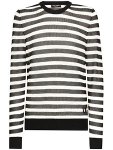 Dolce & Gabbana logo-embroidered striped jumper - Bleu