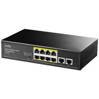 Cudy FS1010P PoE+ Switch met 8 poorten met 2 uplinkpoorten, 120 W, uitbreiden/VLAN-modus, 802.3af/at, fanless, plug and play