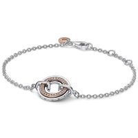 Pandora 582741C01 Armband Signature Two Tone Logo zilver-zirconia zilver-en rosekleurig-wit