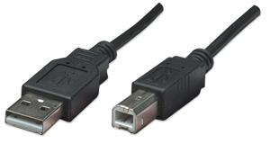 Manhattan USB-kabel USB 2.0 USB-A stekker, USB-B stekker 0.50 m Zwart Folie afscherming, UL gecertificeerd, Vergulde steekcontacten 374507