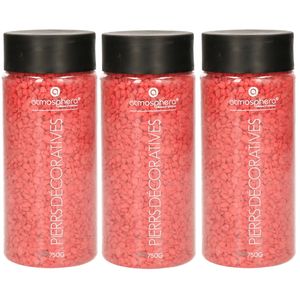 3x Potjes decoratie/hobby stenen koraal rood 750 gram