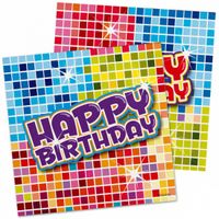 16x Happy birthday themafeest servetten 25 x 25 cm