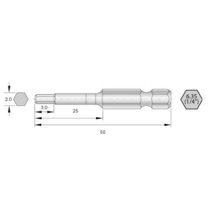 Bernstein Tools for Electronics 6-HX20-50 Bitset HRC-staal Hooggelegeerd E 6.3 6 stuk(s)