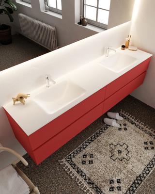 Mondiaz Vica 200cm badmeubel fire 4 lades wastafel Cloud dubbel met 2 kraangaten Mondiaz Vica 200cm badmeubel fire 4 lades wastafel Cloud dubbel met 2 kraangaten