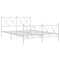 vidaXL Bedframe met hoofd- en voeteneinde metaal wit 140x190 cm, tweepersoonsbed, bedombouw, logeerbed, bed, ledikant, bed frame, metalen bedframe