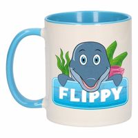 Kinder dolfijnen mok / beker Flippy blauw / wit 300 ml - thumbnail