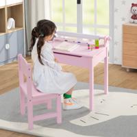 Kindertafel met Stoel Sensorische Tafelset voor Kinderen met Opbergruimte en Papierrolhouder voor Tekenen Leren & Spelen