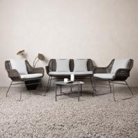 Nohr Loungeset Missie Met bank, 2 loungestoelen en tafel - Bruin - Rond - thumbnail