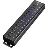 Renkforce RF-3897144 USB 3.2 Gen 1-hub 13 poorten Met aluminium behuizing, Voor wandmontage, Met snellaadpoort