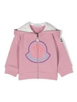 Moncler Enfant logo-print cotton hoodie - Rose