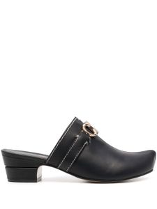 Ferragamo mules Gancini en cuir - Noir