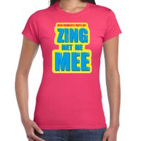 Zing met me mee foute party shirt roze dames