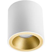Opbouwspot GU10 - Pragmi Cliron Pro - Opbouw Rond - Mat Wit/Goud - Aluminium - Verdiept - Ø90mm