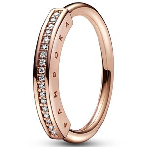 Pandora 182283C01 Ring Signature ID Pave zilver-zirconia rosekleurig-wit