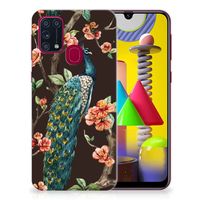 Samsung Galaxy M31 TPU Hoesje Pauw met Bloemen - thumbnail