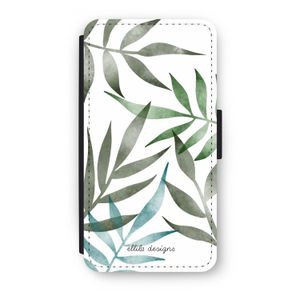 Tropical watercolor leaves: iPhone X Flip Hoesje