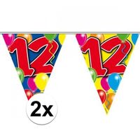 2x Leeftijd versiering vlaggenlijnen 12 jaar 10 meter - thumbnail