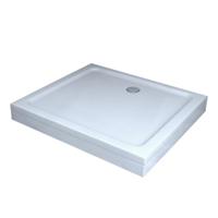 Douchebak Smooth  Hoog Rechthoek 100x80x16.5cm SMC Wit Met Potenset en Afneembaar Paneel