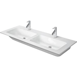 Duravit ME by Starck meubelwastafel dubbel 2 kraangaten met overloop 130x49cm mat wit 2336133200