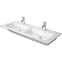 Duravit ME by Starck meubelwastafel dubbel 2 kraangaten met overloop 130x49cm mat wit 2336133200