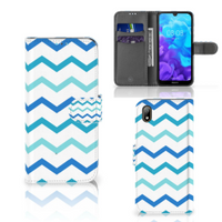 Huawei Y5 (2019) Telefoon Hoesje Zigzag Blauw - thumbnail