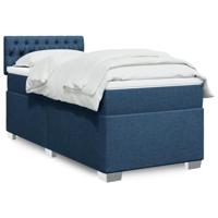 vidaXL Boxspring met matras stof blauw 100x200 cm