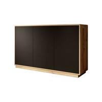 Meubella Dressoir Acuna - Mat zwart - Eiken - 160 cm