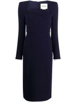 Roland Mouret robe mi-longue en laine à manches longues - Bleu