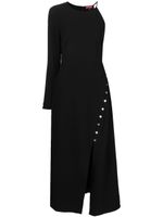 STAUD robe mi-longue à une épaule - Noir