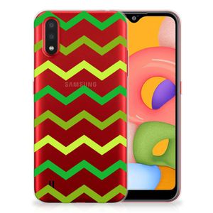 Samsung Galaxy A01 TPU bumper Zigzag Groen