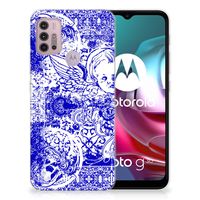 Silicone Back Case Motorola Moto G30 | G10 Angel Skull Blauw - thumbnail