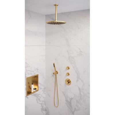 Regendoucheset 4 Inbouw Plafond Brauer Gold Edition 30cm Rond Geborsteld Goud PVD 3 Greeps Thermostaatkraan en Staafhanddouche Regendoucheset 4 Inbouw Plafond Brauer Gold Edition 30cm Rond Geborsteld Goud PVD 3 Greeps Thermostaatkraan en Staafhanddouche