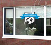 Geboorte Raamsticker voetbal - blauw/zwart - thumbnail