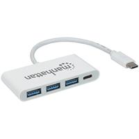 Manhattan 163552 USB-C 3.1 G1 type C-hub met laadpoort, wit