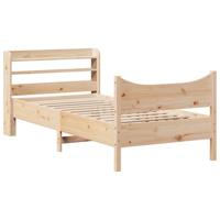 vidaXL Bedframe met hoofdbord massief grenenhout 90x200 cm, bed, bed ombouw, boxspring, bedbodem, slaapkamermeubel, twijfelaar bed, eenpersoonsbed