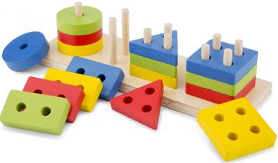 New Classic Toys blokkenpuzzel Geometrisch junior hout 16 stukjes