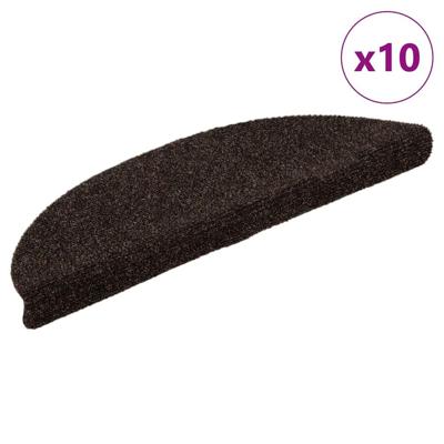 VidaXL Trapmatten zelfklevend 10 stuks 56x17x3 cm bruin halfrond VidaXL Trapmatten zelfklevend 10 stuks 56x17x3 cm bruin halfrond