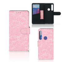 Motorola One Action Hoesje White Flowers