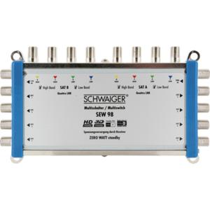 Schwaiger SEW98 531 Satelliet multiswitch Ingangen (satelliet): 9 (8 satelliet / 1 terrestrisch) Aantal gebruikers: 8 Standby-functie