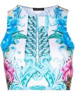 Philipp Plein haut crop à imprimé Hawaii - Bleu - thumbnail