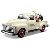 Model auto Chevrolet 3100 truck met Harley 1:24   - - thumbnail