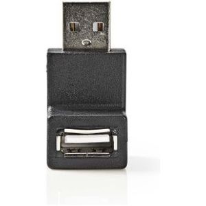 USB-A Adapter | USB 2.0 | USB-A Male | USB-A Female | 480 Mbps | Rond | Vernikkeld | PVC | Zwart | D